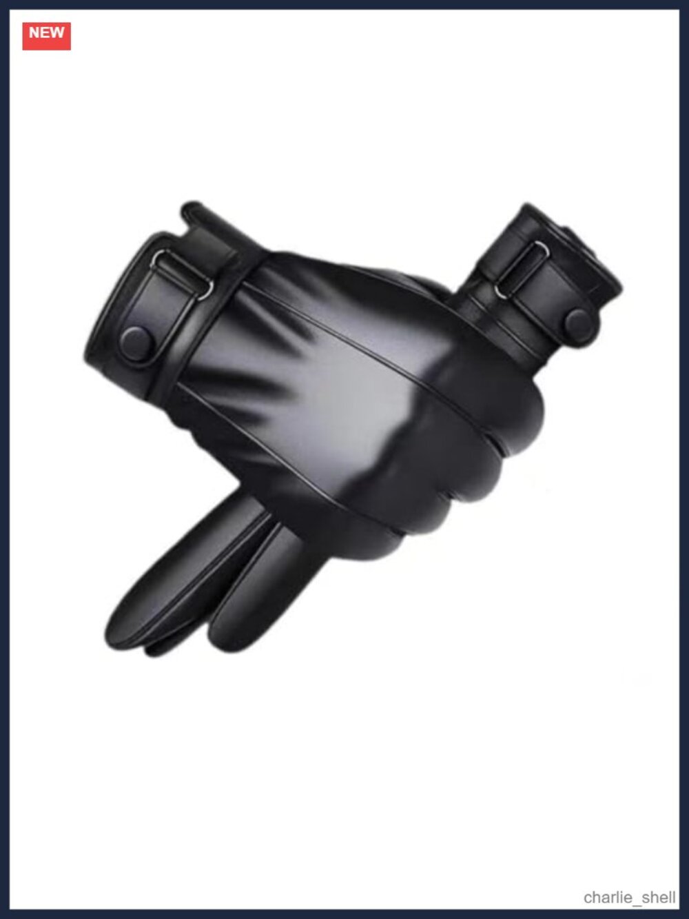 Faux Leather Men's Winter Gloves Touch Screen Warm Lined Motorcycle